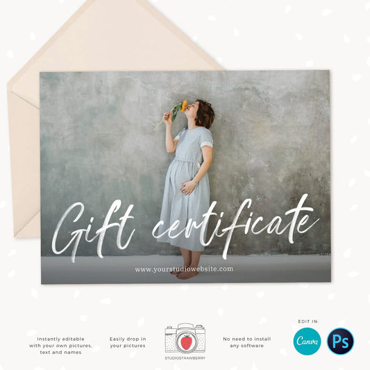 Photography gift certificate template, Canva, Photoshop, Photography gift card template, Photo Gift Cards, Photography Gift Certificate C06