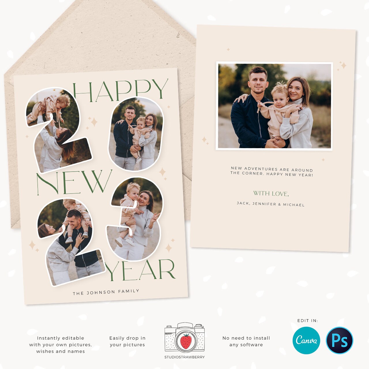 Year in review Christmas card template, 2022 monthly overview, Canva Year in review template monthly, Year in review holiday card, Pictures