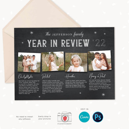 Year in review Christmas card template, 2022 overview, Canva, Year in review template, Year in review holiday card, Year in review card