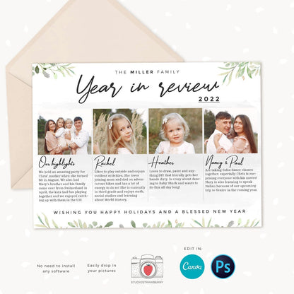 Year in review Christmas card template, 2022 overview, Year in review template, Year in review holiday card, Year in review card, Nature