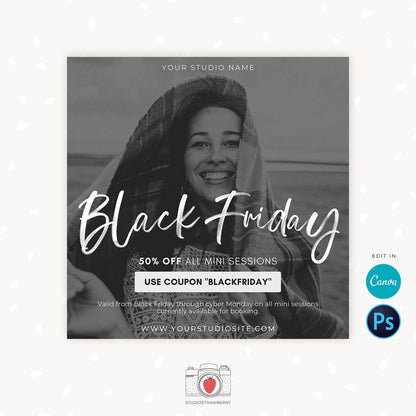 Black Friday Marketing Template, Black Friday Canva Template, Black Friday Sale Promotion, Black Friday offer, Instagram, Social media, FB