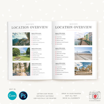 Location Guide Template, Photography Magazine, Welcome guide, 12 pages, Template for photographers, Magazine Template, Canva & Photoshop