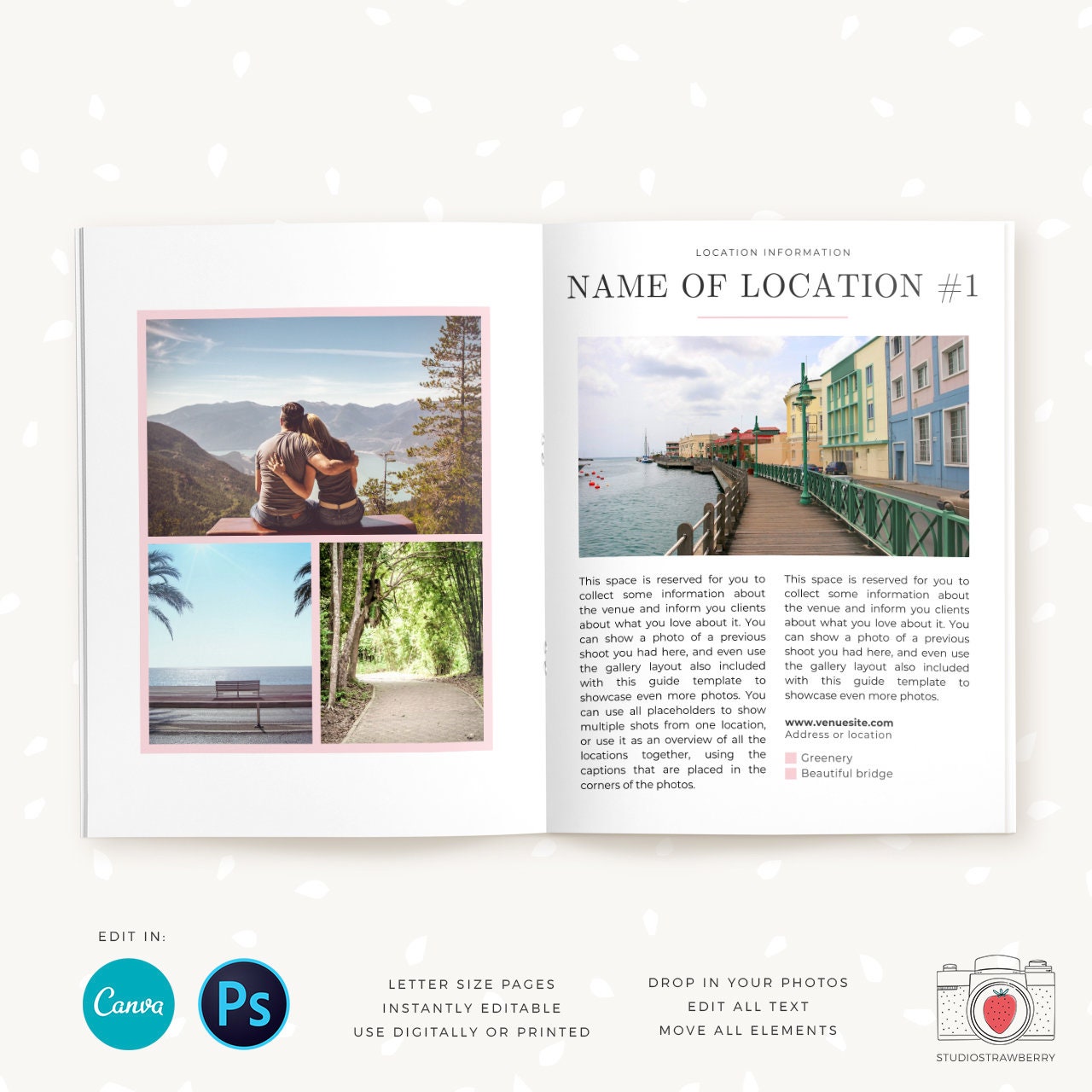 Location Guide Template, Photography Magazine, Welcome guide, 12 pages, Template for photographers, Magazine Template, Canva & Photoshop