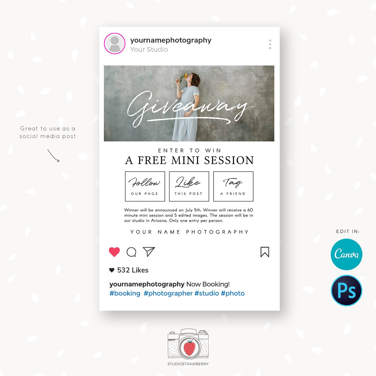 Contest Template, Giveaway Template, Facebook Template, Social Media Template, Instagram Template, Like and Share, Enter to win