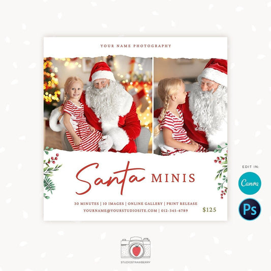 Santa Mini Session Template, Santa mini template, Santa mini sessions, Santa minis, Christmas marketing board, Christmas mini sessions