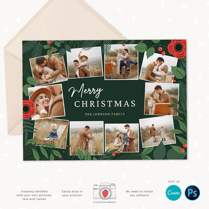 Year in review Christmas card template, 2022 monthly overview, Canva Year in review template monthly, Year in review holiday card, Pictures