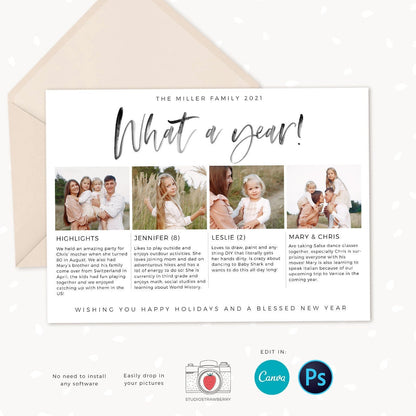 Year in review Christmas card template, Canva, 2022 collage, Year in review template collage, Year in review holiday card, 2022 Pictures