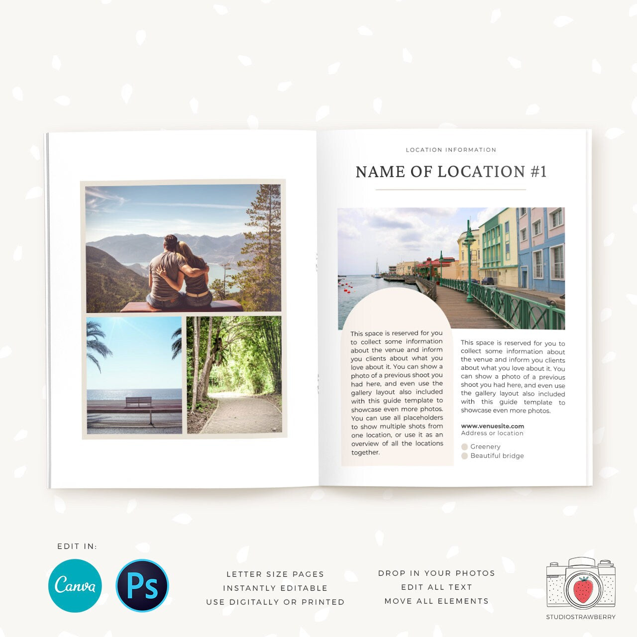 Location Guide Template, Photography Magazine, Welcome guide, 12 pages, Template for photographers, Magazine Template, Canva & Photoshop