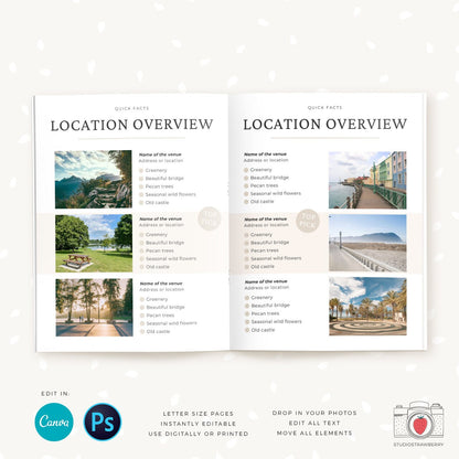Location Guide Template, Photography Magazine, Welcome guide, 12 pages, Template for photographers, Magazine Template, Canva & Photoshop