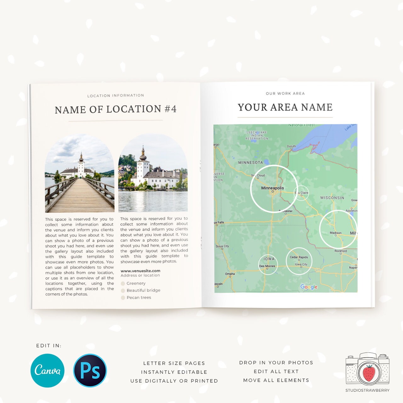 Location Guide Template, Photography Magazine, Welcome guide, 12 pages, Template for photographers, Magazine Template, Canva & Photoshop