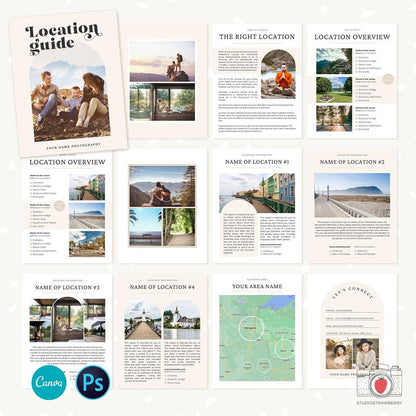 Location Guide Template, Photography Magazine, Welcome guide, 12 pages, Template for photographers, Magazine Template, Canva & Photoshop