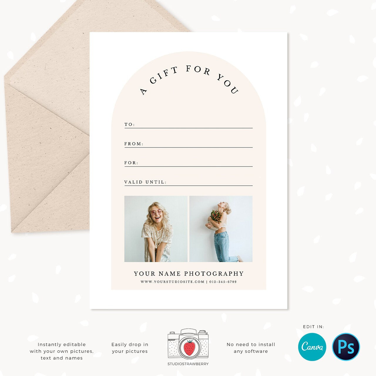 Photography gift certificate template, Canva, Photoshop, Photography gift card template, Photo Gift Cards, Photography Gift Certificate