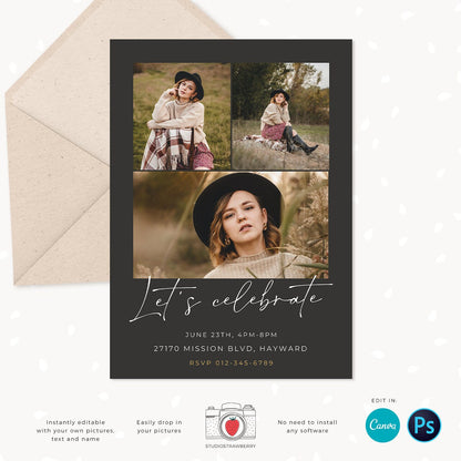 Graduation invitation template, Instantly editable, Editable Graduation Card, Senior Graduation Template, Senior Graduation Announcement