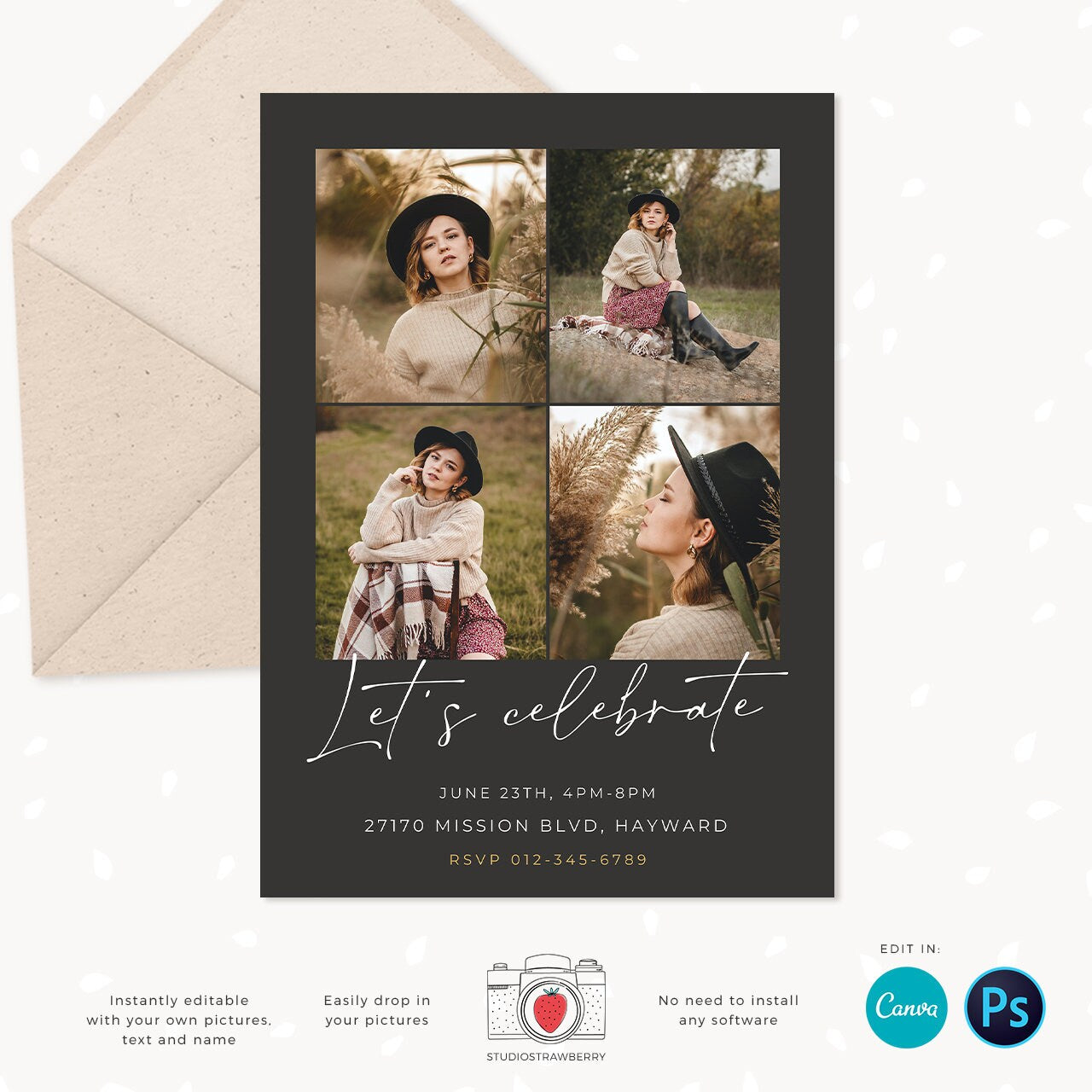 Graduation invitation template, Instantly editable, Editable Graduation Card, Senior Graduation Template, Senior Graduation Announcement