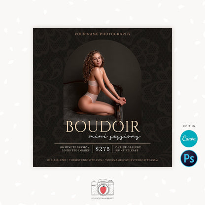 Boudoir Mini Sessions Template, Canva, Photoshop, Boudoir mini session template, Boudoir minis, Lingerie photo sessions, Romantic, Sexy