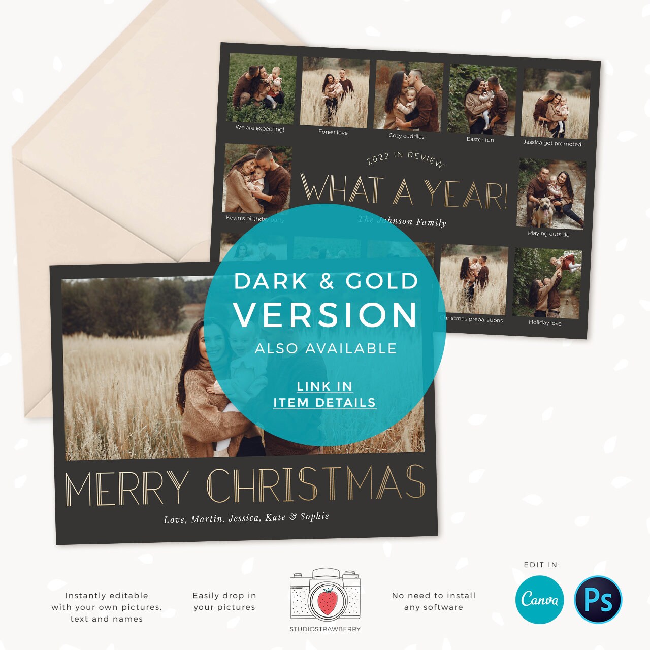 Year in review card template, Canva, 2022 collage, Year in review Christmas card template collage, Year in review holiday card 2022 Pictures