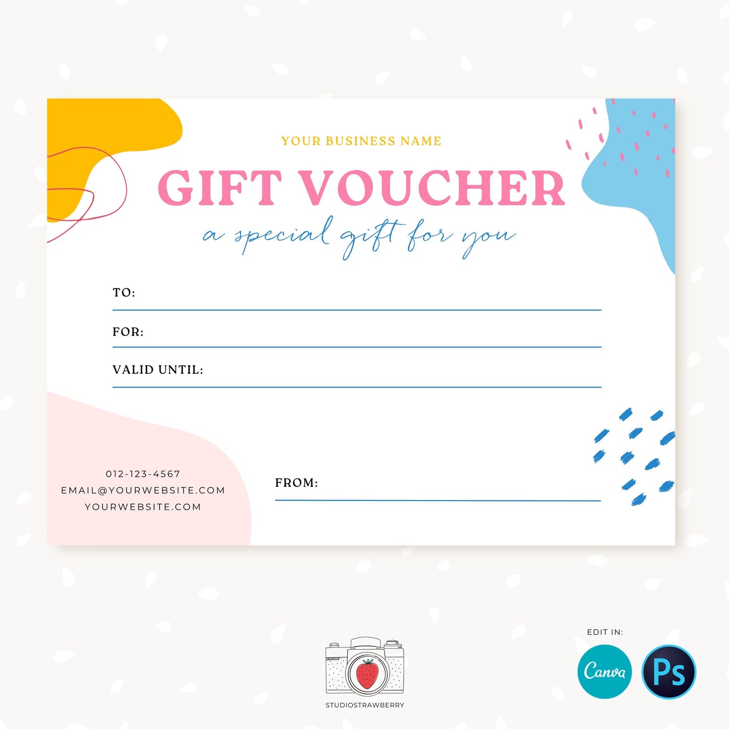 Gift certificate template, Colorful, Canva, PSD, Photography gift card template, Photo Gift Cards, Photography Gift Certificate, colcre