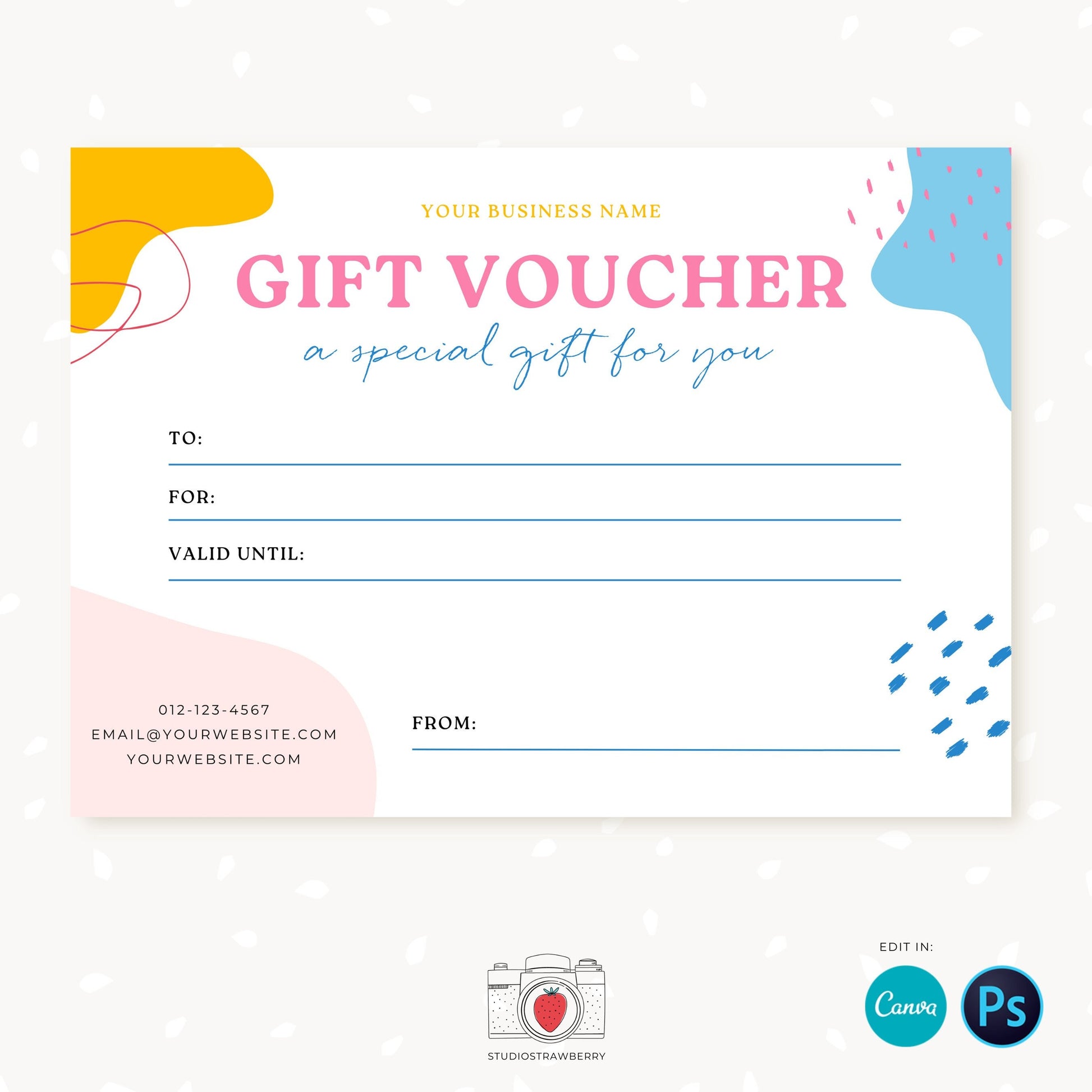 Gift certificate template, Colorful, Canva, PSD, Photography gift card template, Photo Gift Cards, Photography Gift Certificate, colcre