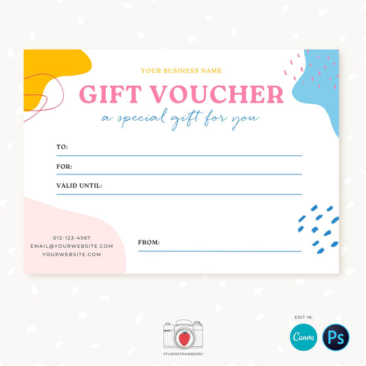 Gift certificate template, Colorful, Canva, PSD, Photography gift card template, Photo Gift Cards, Photography Gift Certificate, colcre