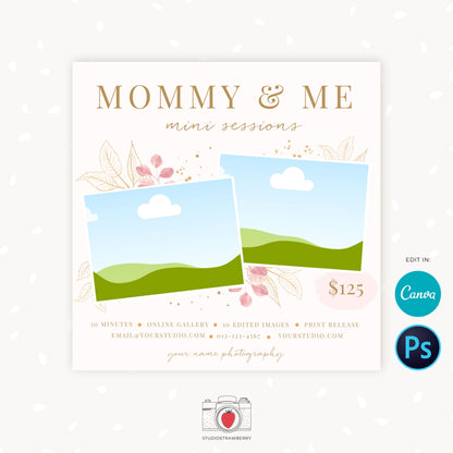 Mommy and Me Mini Session Template, Canva, Photoshop, Mothers day mini session template, Mothers Day Mini Sessions, Mummy and me, Mom and me