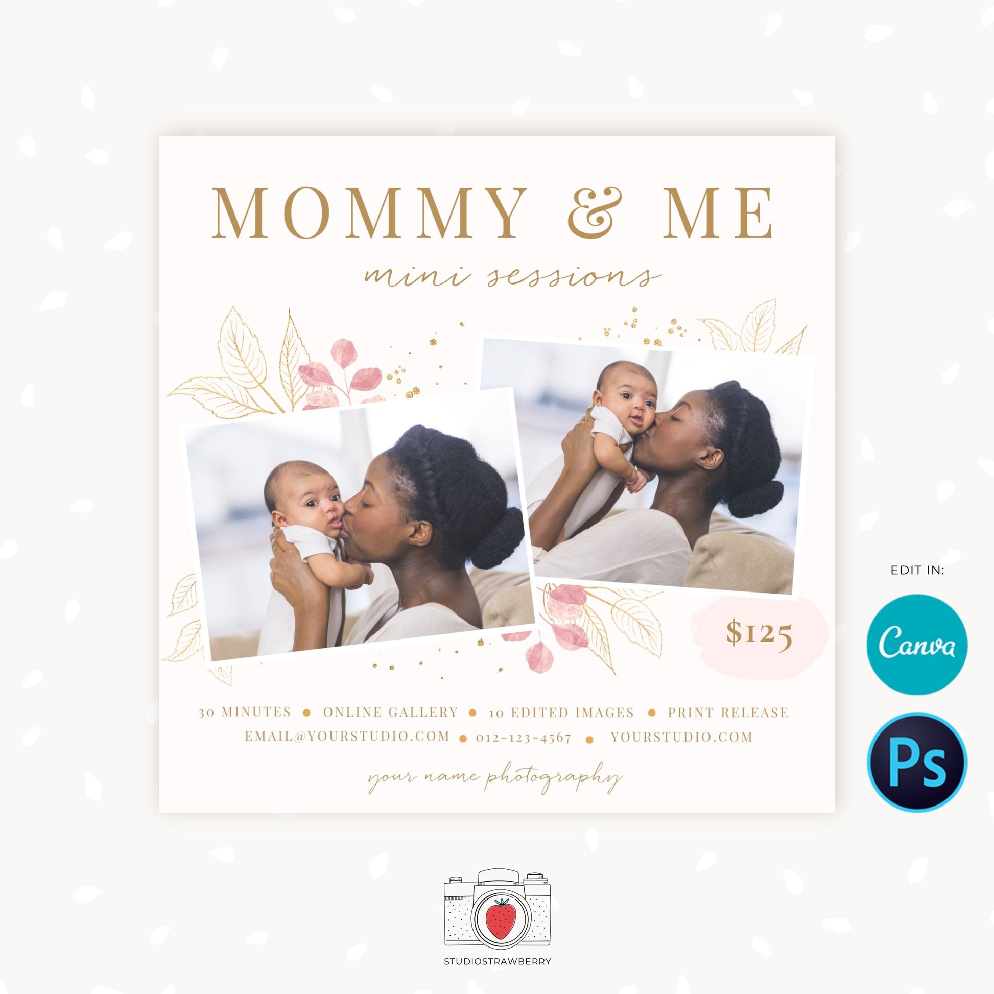 Mommy and Me Mini Session Template, Canva, Photoshop, Mothers day mini session template, Mothers Day Mini Sessions, Mummy and me, Mom and me