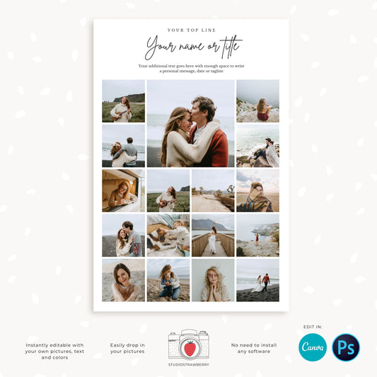 24x36 Photo collage, Poster Collage Template for 17 Photos, Poster size photo collage, Photo Collage Template, Storyboard, Memorial, Funeral