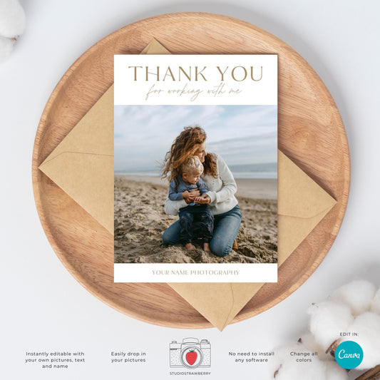 Thank You Note Photographer to Client, Thank You Letter Photographer Client, Thank You Card, 5x7 Thank You Card, Editable thank you card c09
