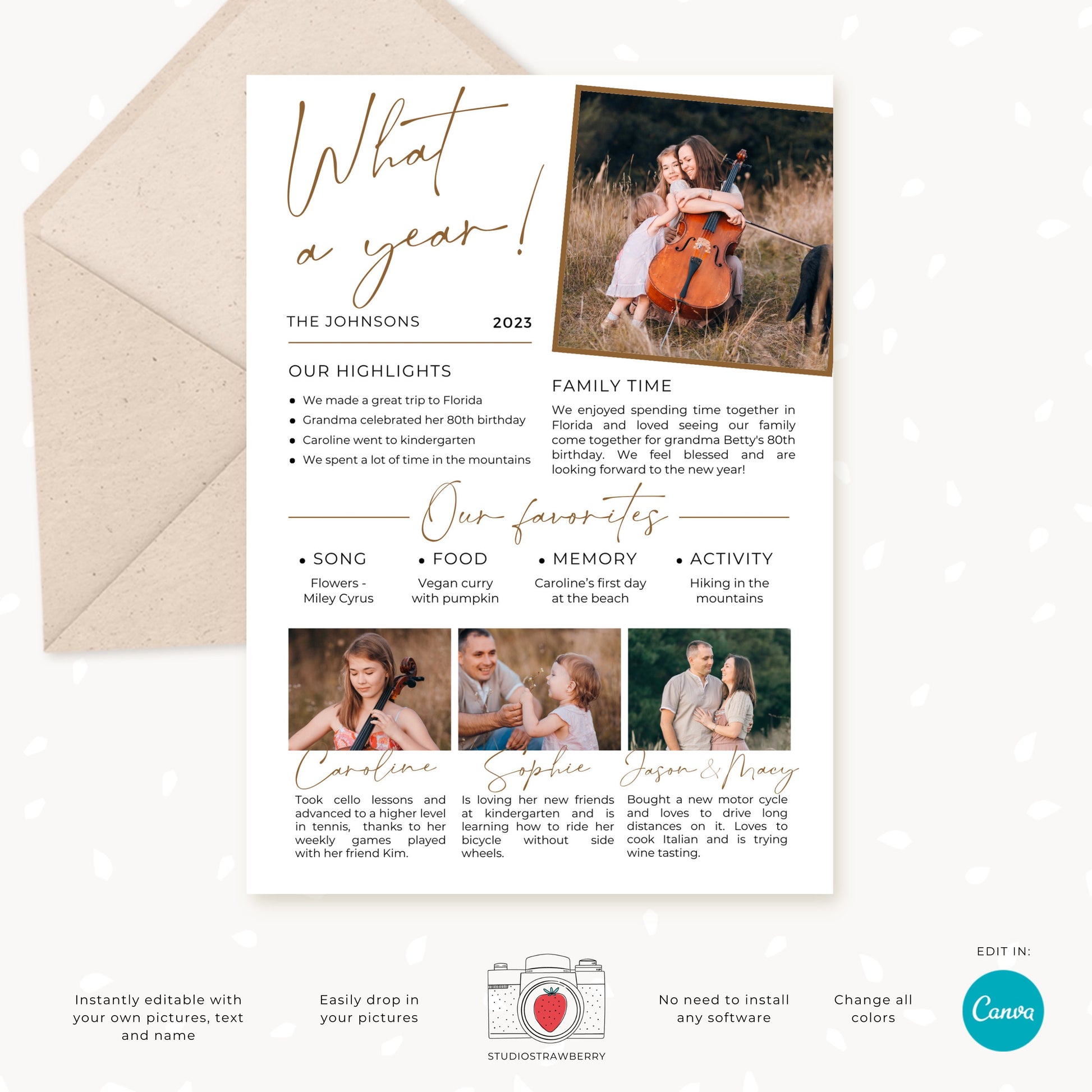 2023 Year in review Christmas card, Holiday card, Hannukah card, life updates, milestones, new years holiday cards, family recap, highlights