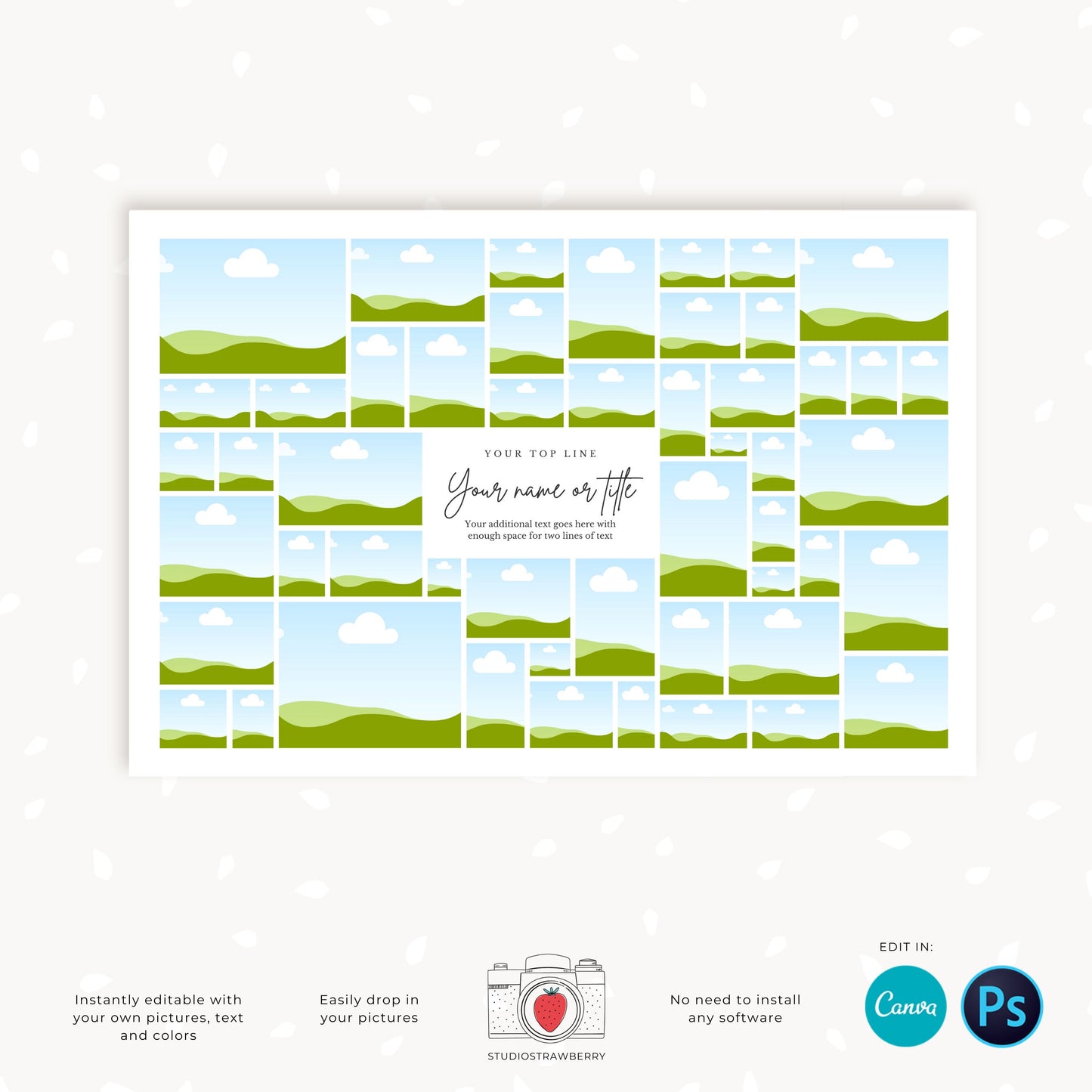 36x24 Photo collage, Poster Collage Template for 51 Photos, Poster size photo collage, Photo Collage Sign Template, Memorial, Funeral