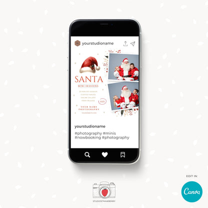 Santa Mini Session Template, Santa mini template, Santa mini sessions, Santa minis, Christmas marketing board, Christmas mini sessions
