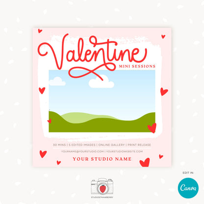 Customizable Valentine's Day Mini Session Template, Romantic Photo Shoot Ad, Editable Canva Design for Photographers, Valentines day minis