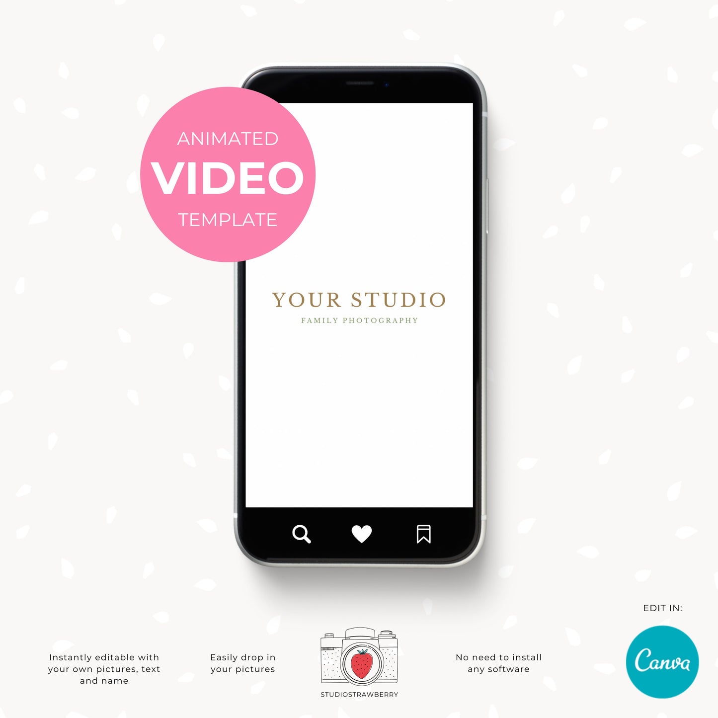 Animated Spring mini sessions video template for photographers, with sound, editable Canva video template, Instagram reels, story, TikTok
