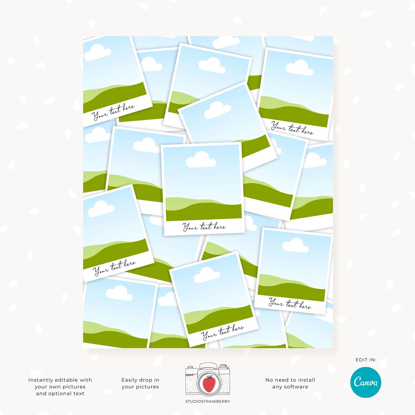 Stacked Pics Photo collage template, Polaroids collage, Canva, Pile of pictures, Photos with text, Overlapping pictures editable collage