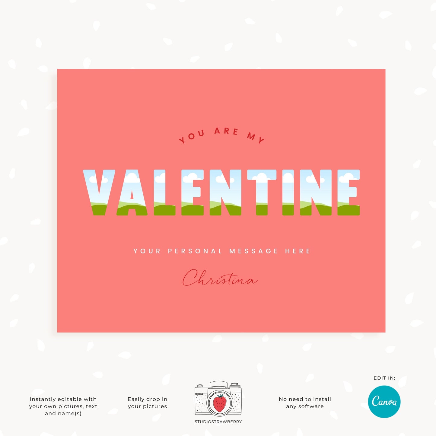 Valentine photo collage template, Valentine card photo collage, Valentine photo gift, Valentine's day collage template, Last minute gift