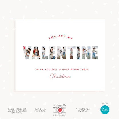 Valentine photo collage template, Valentine card photo collage, Valentine photo gift, Valentine's day collage template, Last minute gift