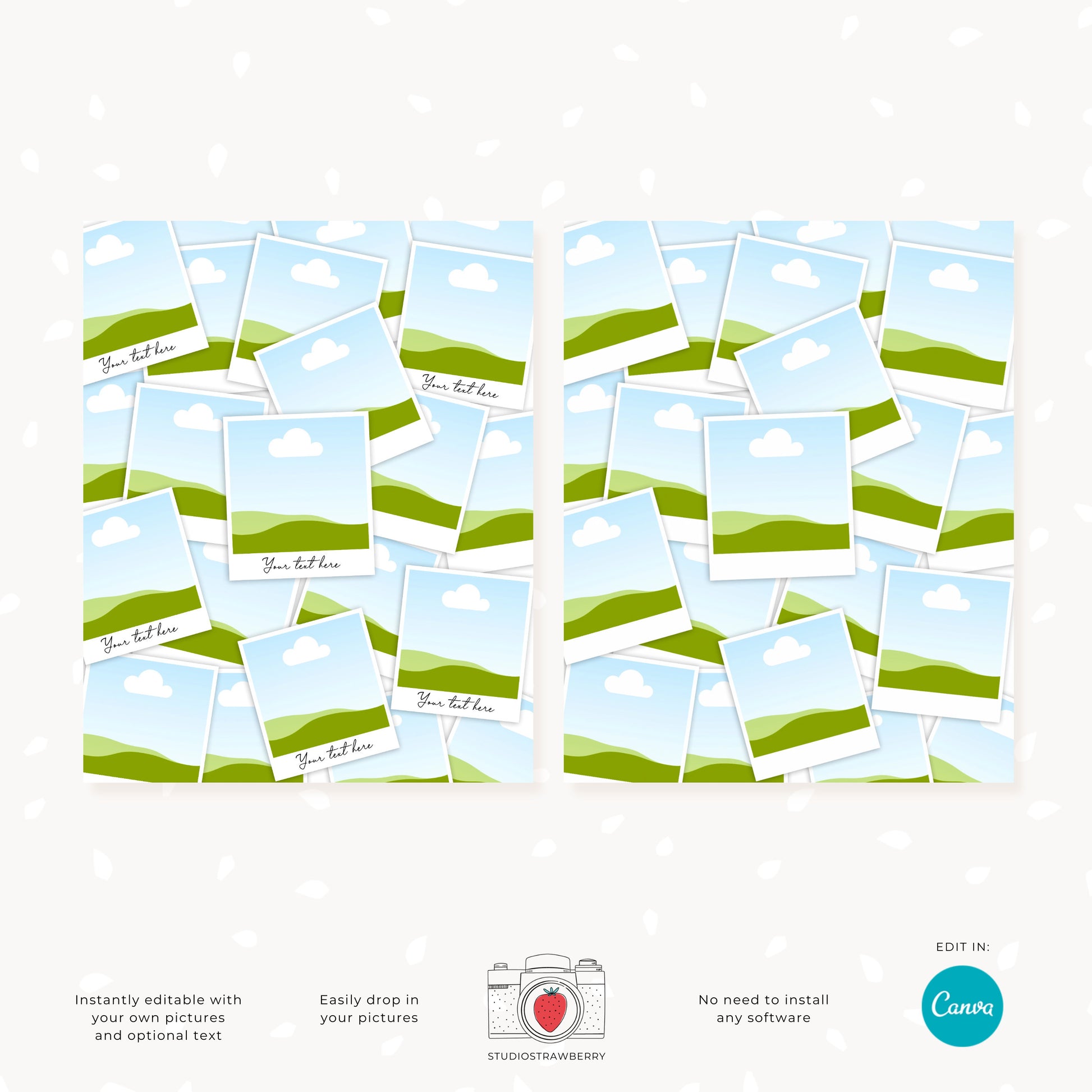 Stacked Pics Photo collage template, Polaroids collage, Canva, Pile of pictures, Photos with text, Overlapping pictures editable collage