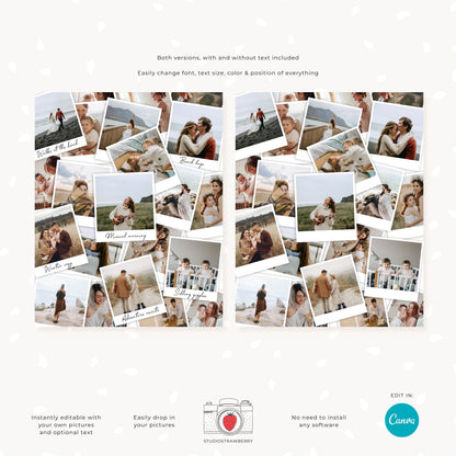Stacked Pics Photo collage template, Polaroids collage, Canva, Pile of pictures, Photos with text, Overlapping pictures editable collage
