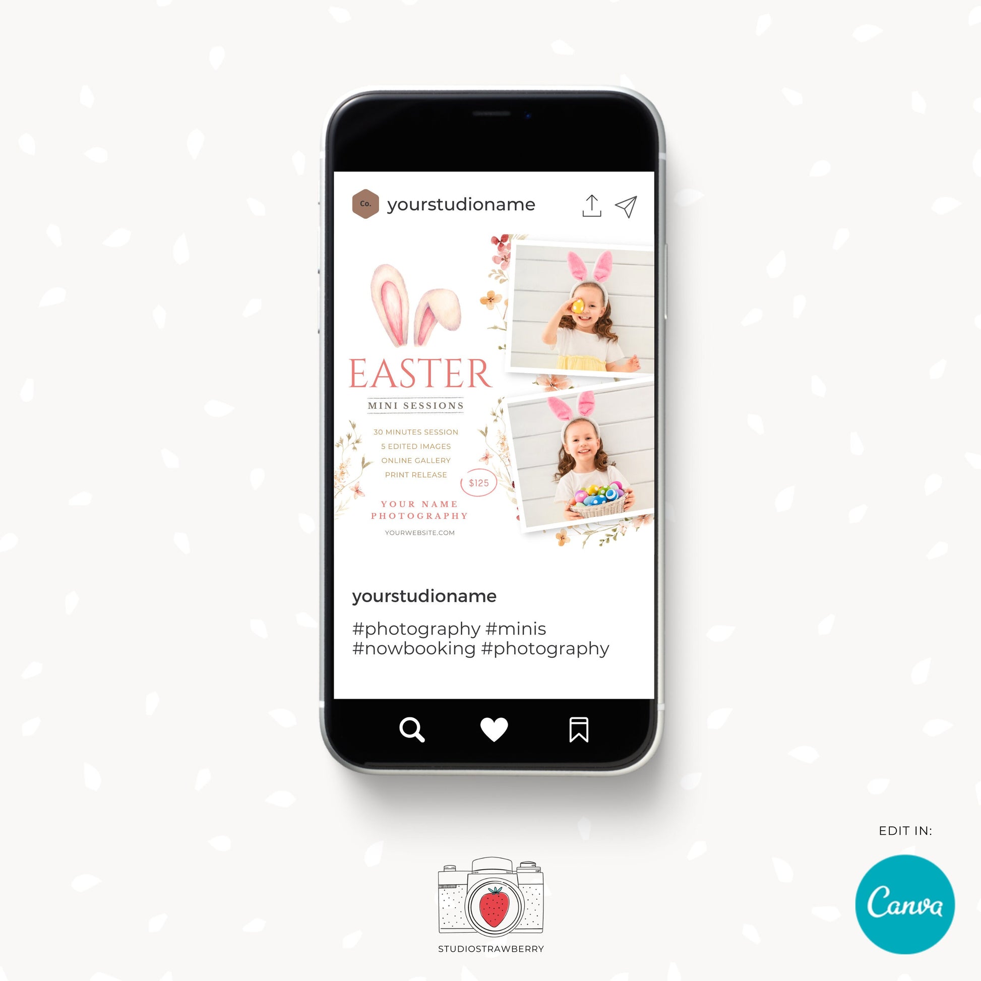 Easter Mini Session Template, Easter Mini Sessions Template, Easter minis marketing board, Easter Photo Sessions, Instantly editable