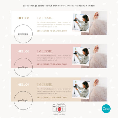 Customizable LinkedIn Banner for Photographers, Minimal Canva Template for Professional Photography Profiles, Photographer branding C11