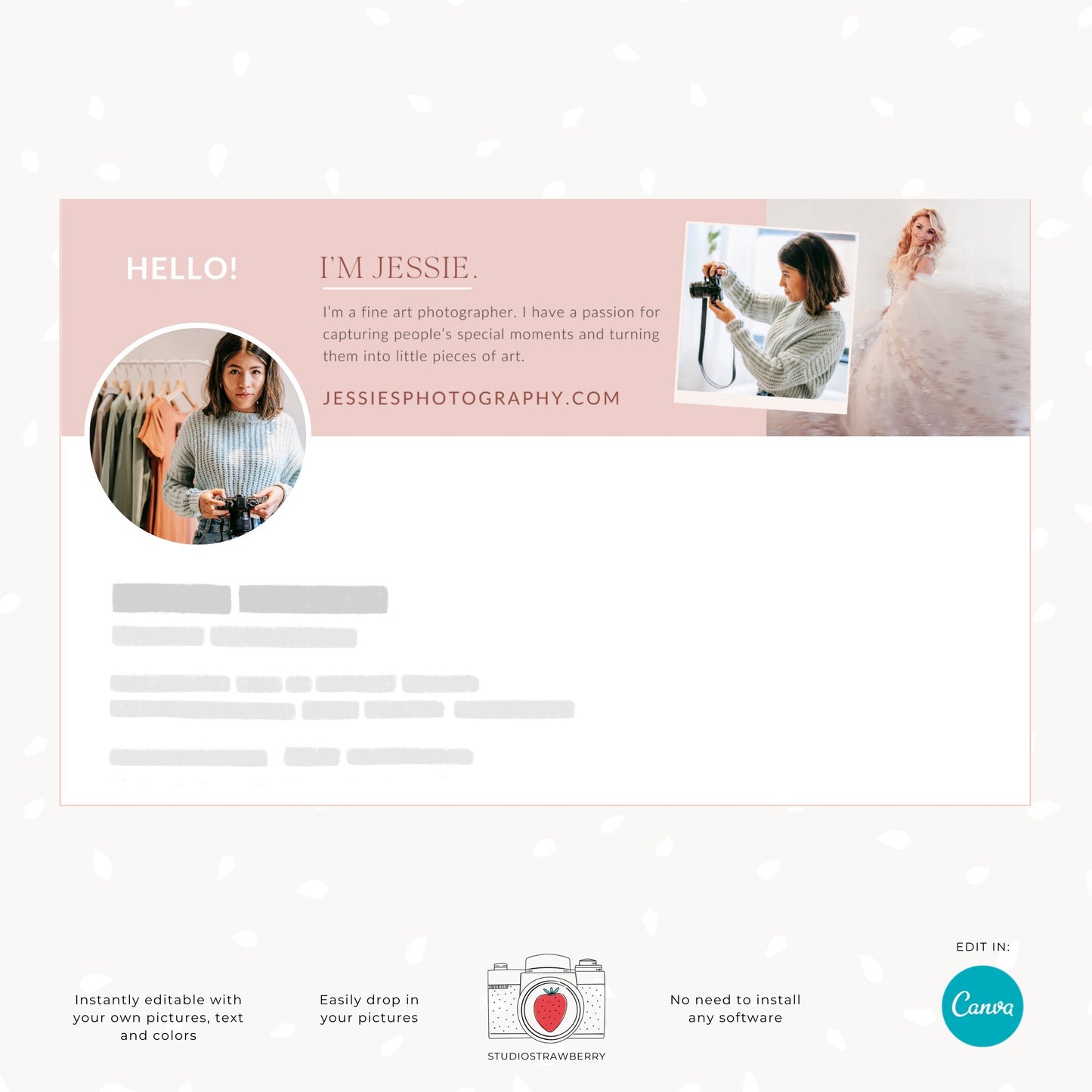 Customizable LinkedIn Banner for Photographers, Minimal Canva Template for Professional Photography Profiles, Photographer branding C11
