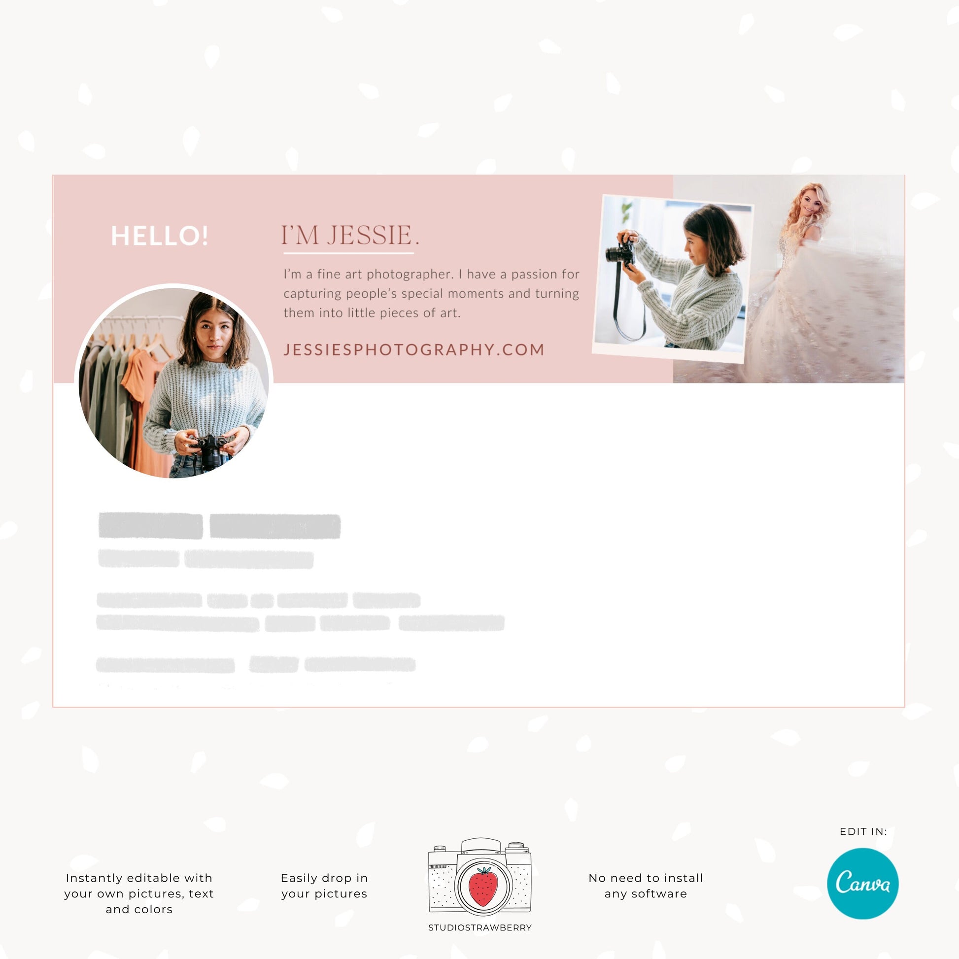 Customizable LinkedIn Banner for Photographers, Minimal Canva Template for Professional Photography Profiles, Photographer branding C11