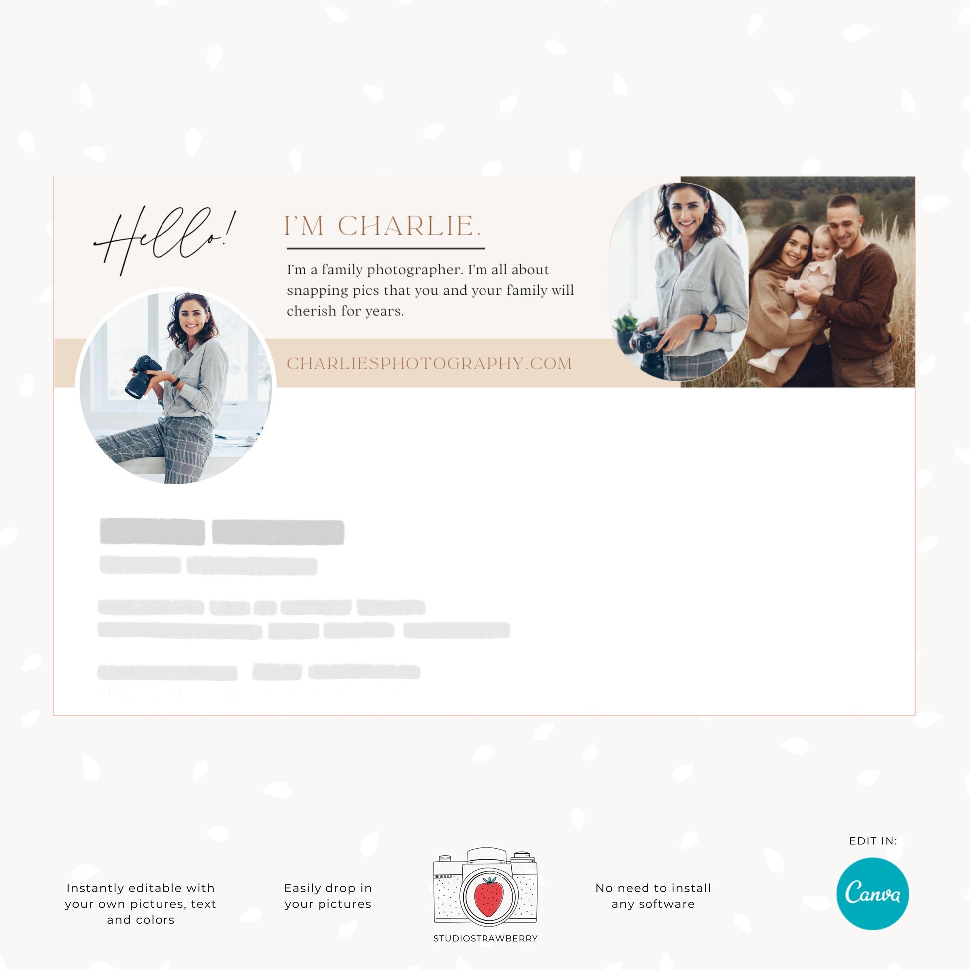 Editable LinkedIn Banner for Photographers, Customizable Canva Template for Professional Photography Profiles, Photographer branding C10
