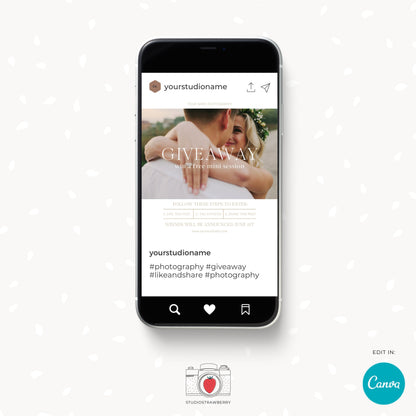 Editable Instagram Giveaway Template for Photographers - Canva Photography Contest Template, C11
