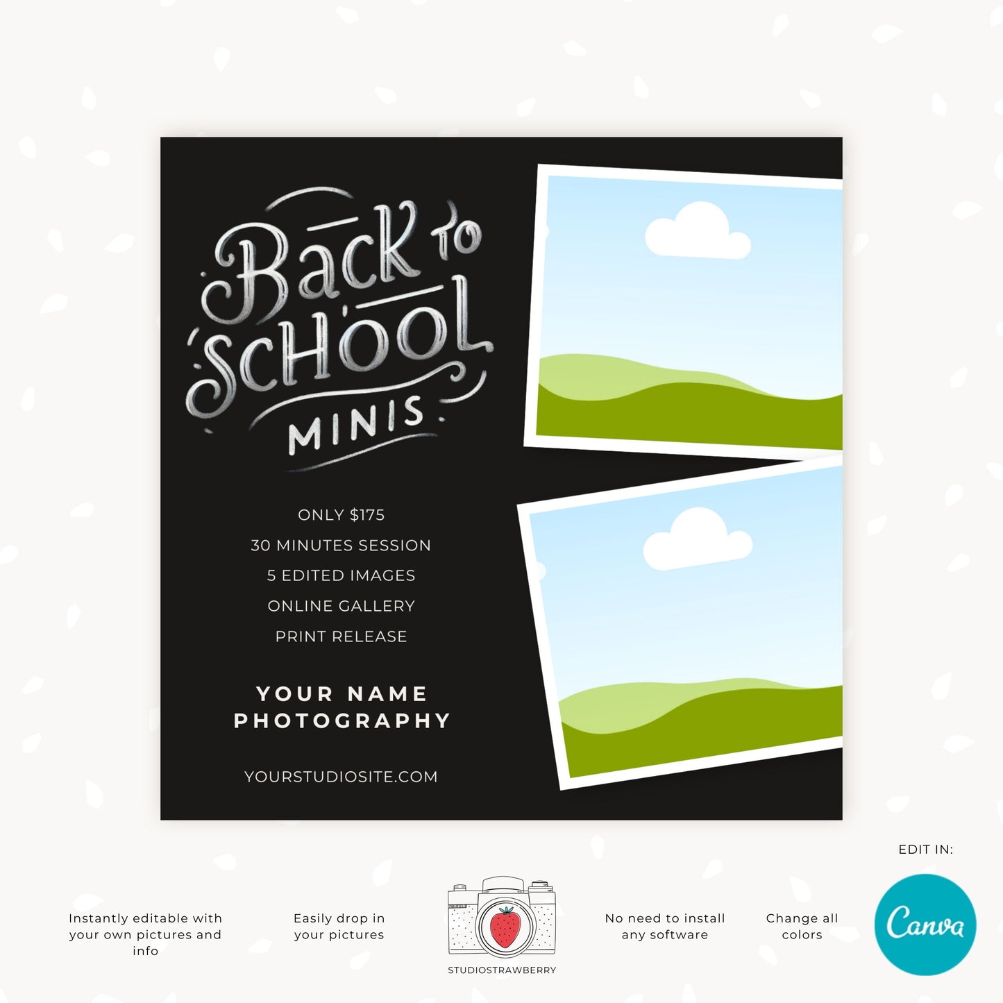 Customizable Back to School Mini Sessions Photography Template | Editable Canva Template for Photographers