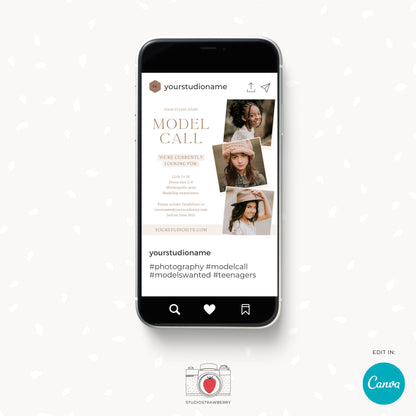 Editable Model Call Canva Template for Photography, Customizable Model Casting Flyer, Professional Printable Model Call Design, C10