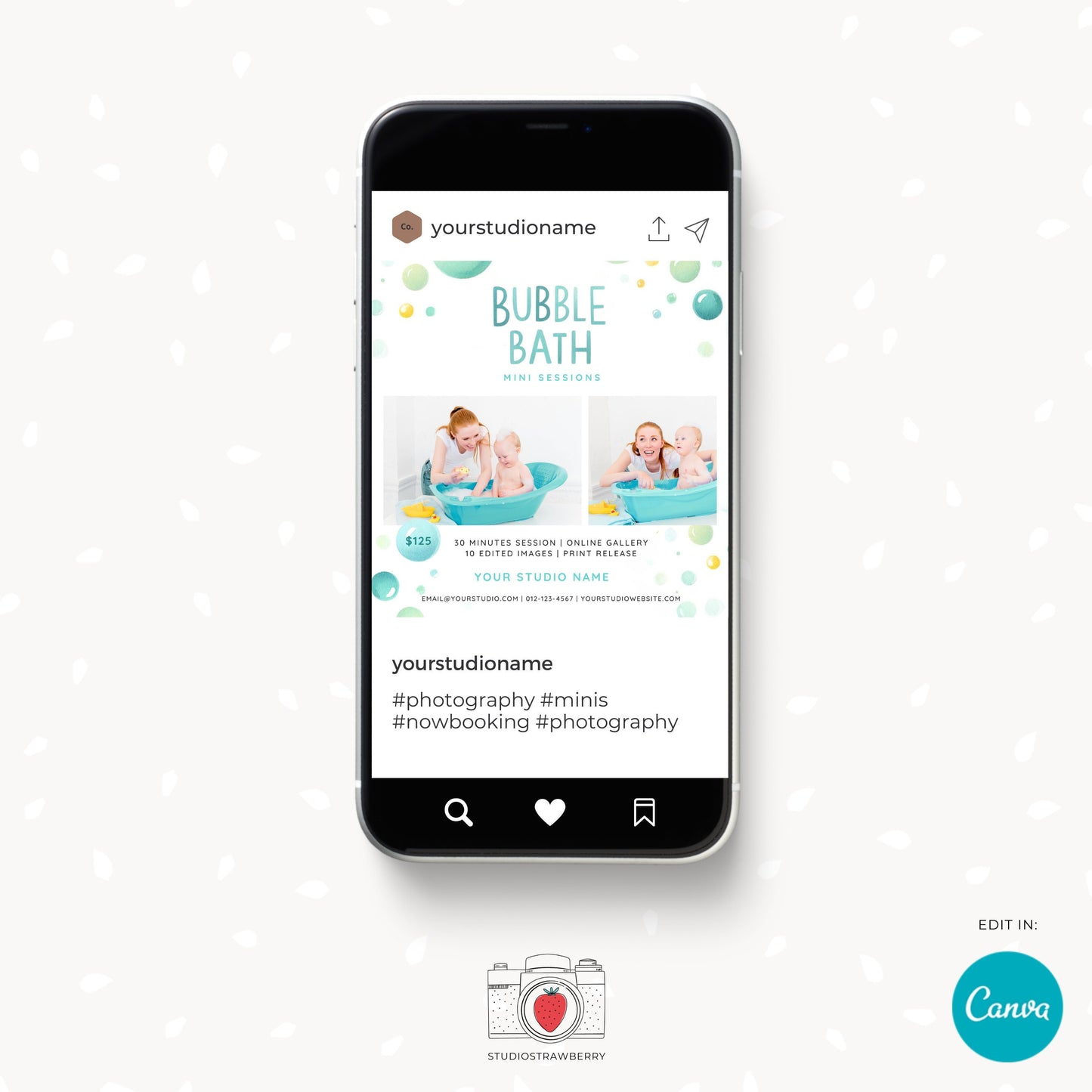 Bubble Bath Mini Sessions Template for Kids - Editable Canva Template, Child-Friendly Photo Session Marketing, Digital Download, Bath minis