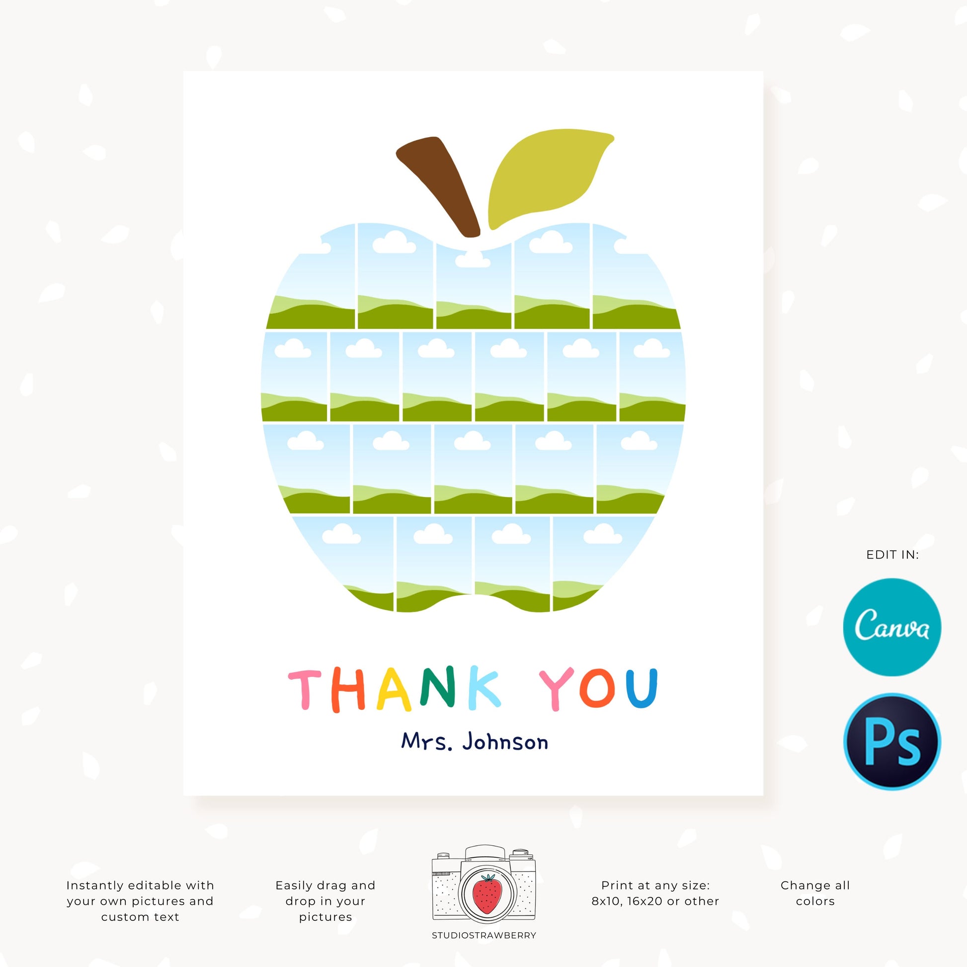 Editable classroom photo keepsake for end of school year teacher appreciation