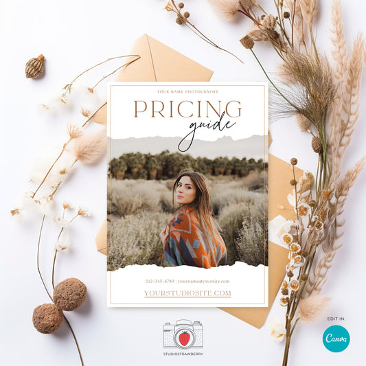 Editable Photography Pricing Guide Template | Canva Price List | Customizable Photography Package Sheet | C10