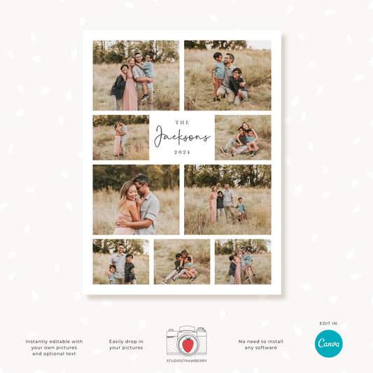 Editable Family Photo Collage Template | Customizable Canva Design for 18x24 poster or any size
