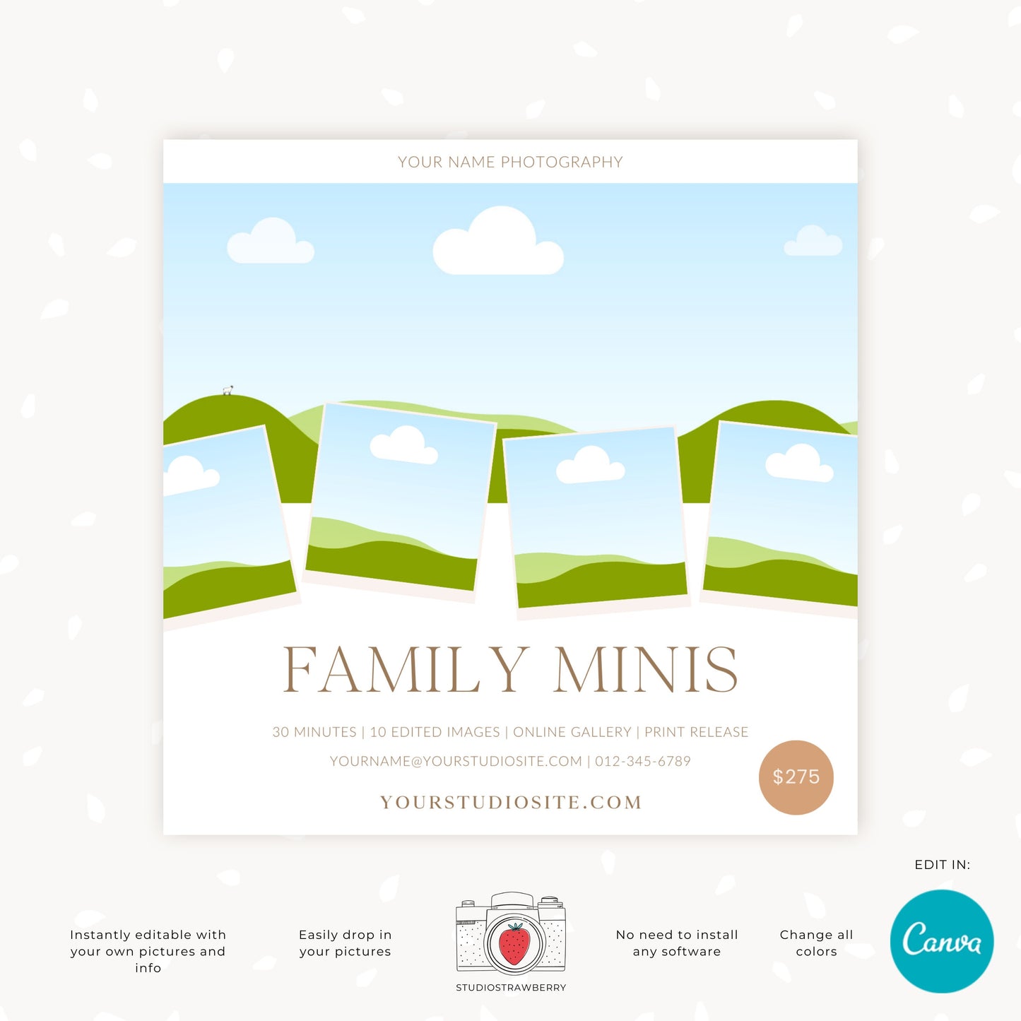 Editable Family Mini Sessions Template | Customizable Canva Design for Family Photography | C11